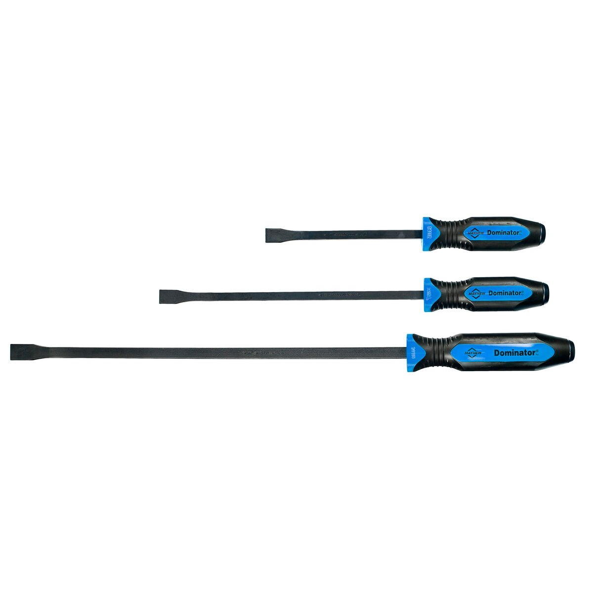 Mayhew Tools 14071BL Dominator Pro 3-Piece Pry Bar Set, 12", 17" & 25" Curved Pry Bars, Blue - AAA Industrial Supply