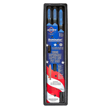 Mayhew Tools 14071BL Dominator Pro 3-Piece Pry Bar Set, 12", 17" & 25" Curved Pry Bars, Blue - AAA Industrial Supply