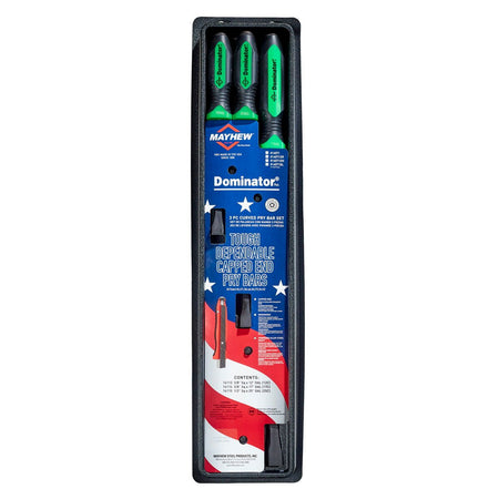 Mayhew Tools 14071GN Dominator Pro Pry Bar Set, 3-Piece Curved, Green - AAA Industrial Supply