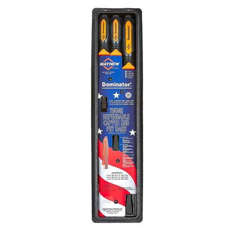 Mayhew Tools 14071OR Dominator Pro 3-Piece Pry Bar Set, 12", 17" & 25" Curved Pry Bars, Orange - AAA Industrial Supply