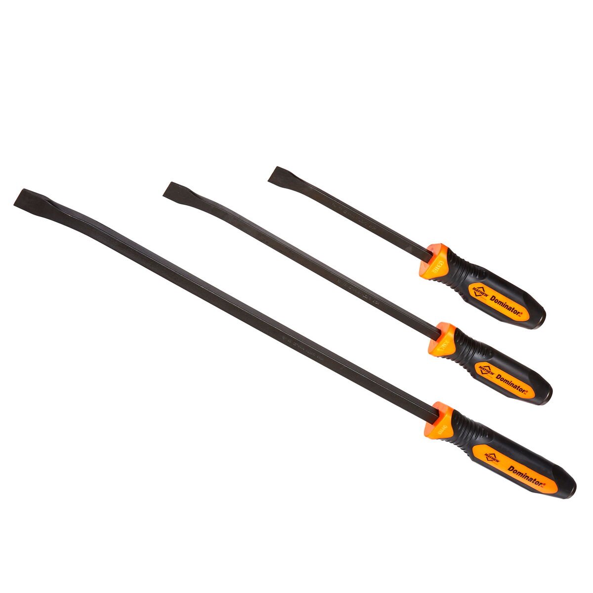 Mayhew Tools 14071OR Dominator Pro 3-Piece Pry Bar Set, 12", 17" & 25" Curved Pry Bars, Orange - AAA Industrial Supply