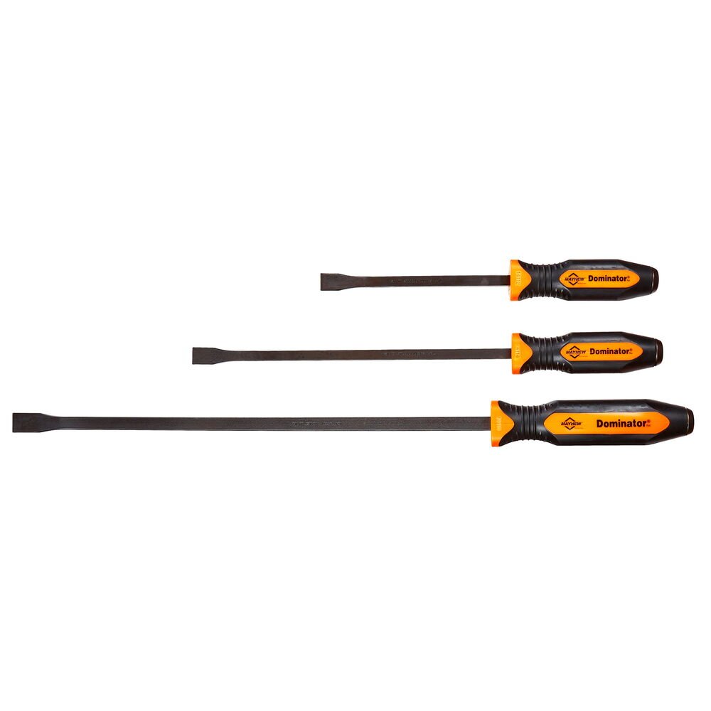 Mayhew Tools 14071OR Dominator Pro 3-Piece Pry Bar Set, 12", 17" & 25" Curved Pry Bars, Orange - AAA Industrial Supply