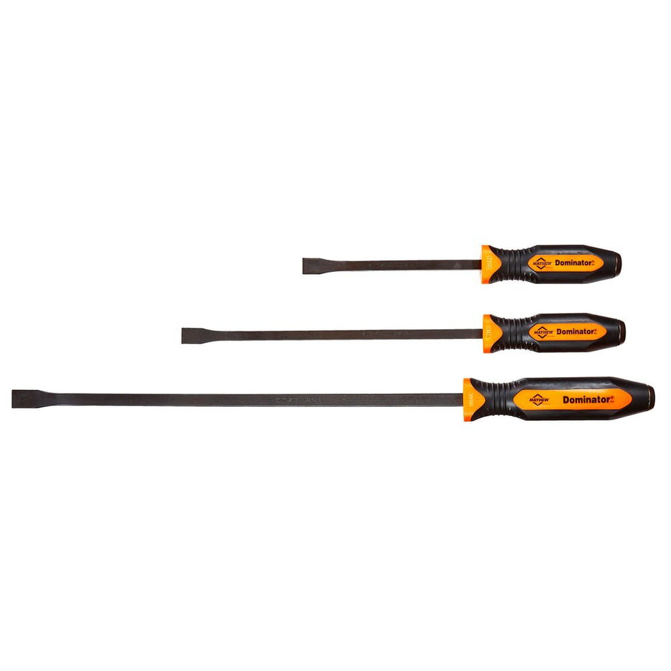 Mayhew Tools 14071OR Dominator Pro 3-Piece Pry Bar Set, 12", 17" & 25" Curved Pry Bars, Orange - AAA Industrial Supply