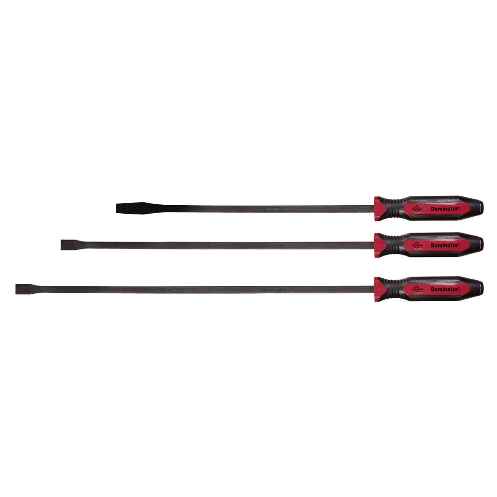 Mayhew Tools 14074 Dominator Pro 3-Piece Pry Bar Set, 25" Straight, 31" & 36" Curved Pry Bars, Red - AAA Industrial Supply