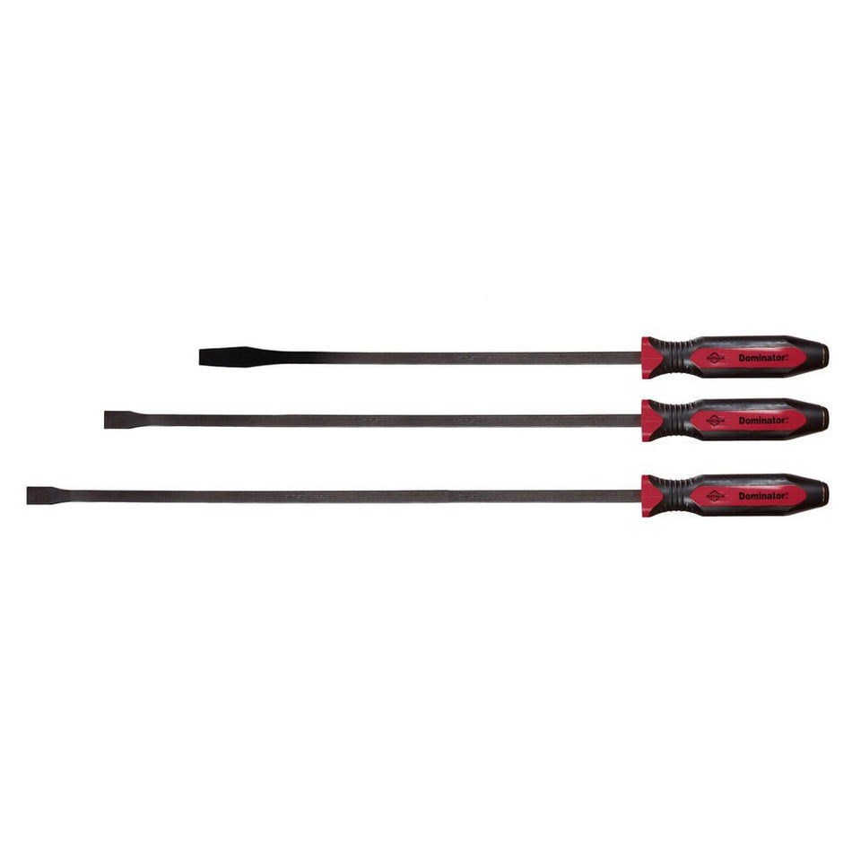 Mayhew Tools 14074 Dominator Pro 3-Piece Pry Bar Set, 25" Straight, 31" & 36" Curved Pry Bars, Red - AAA Industrial Supply