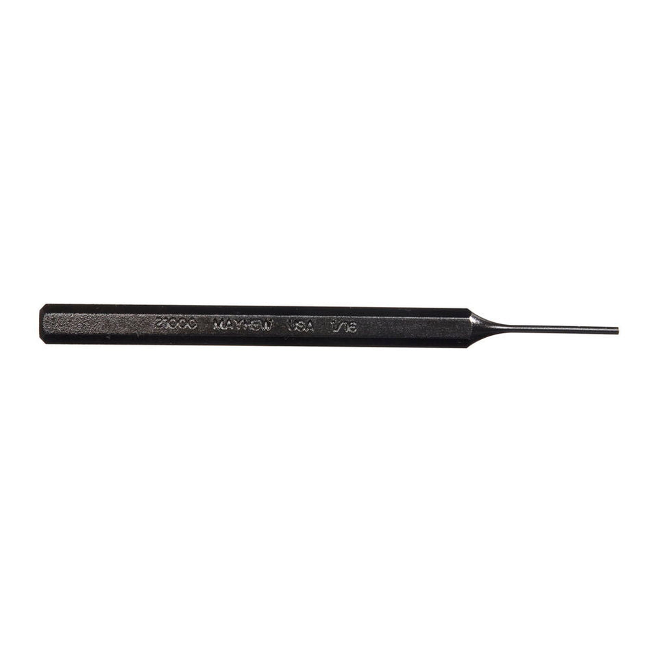 Mayhew Tools 21000 SAE Pin Punch, 1/16 x 0.75" Pin, 4" OAL x 1/4" Body, Black Oxide Finish - AAA Industrial Supply