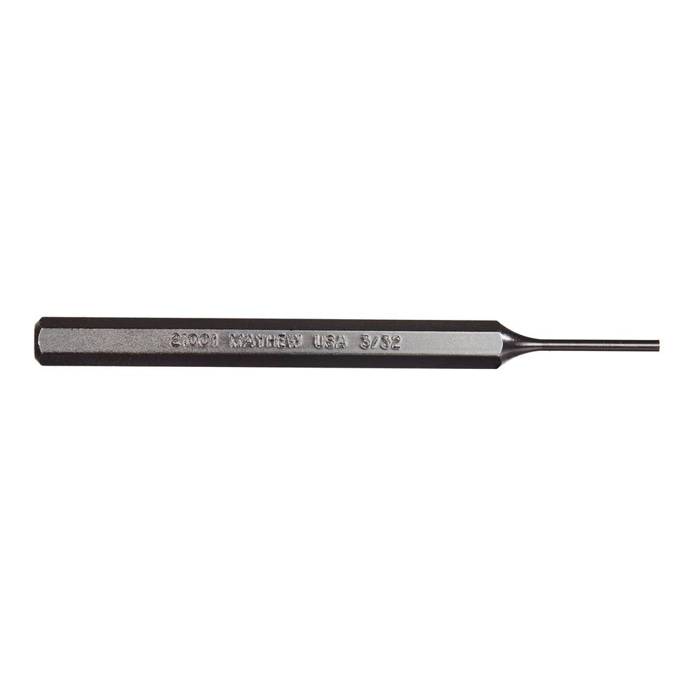Mayhew Tools 21001 SAE Pin Punch, 3/32 x 0.88" Pin, 4-1/2" OAL x 1/4" Body, Black Oxide Finish - AAA Industrial Supply