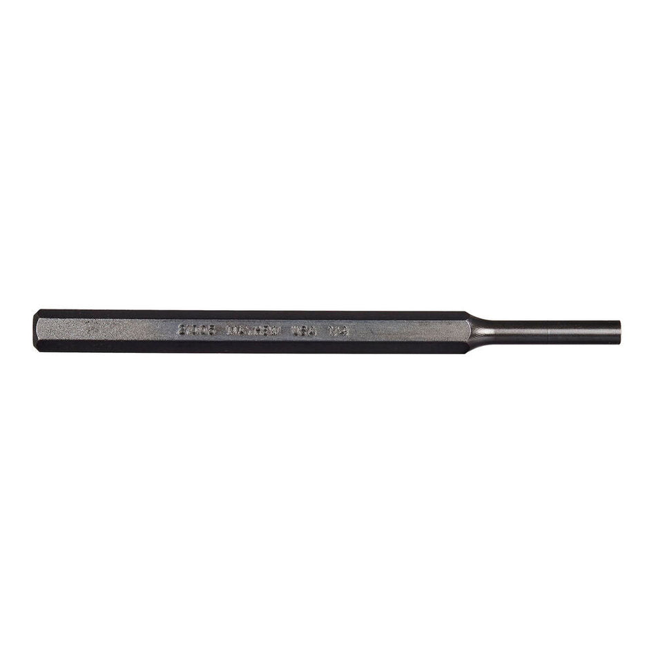 Mayhew Tools 21005 SAE Pin Punch, 1/4 x 1.25" Pin, 5-3/4" OAL x 3/8" Body, Black Oxide Finish - AAA Industrial Supply