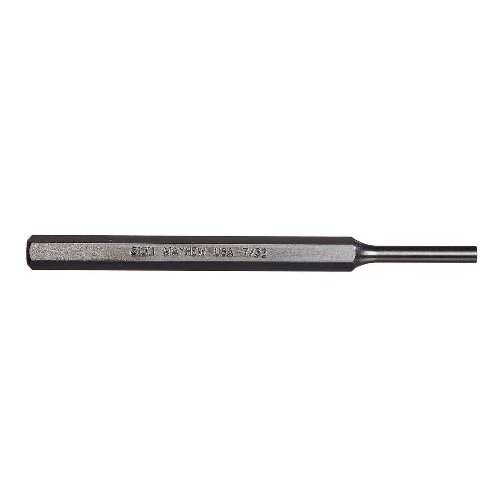 Mayhew Tools 21011 SAE Pin Punch, 7/32 x 1.25" Pin, 5-1/2" OAL x 3/8" Body, Black Oxide Finish - AAA Industrial Supply