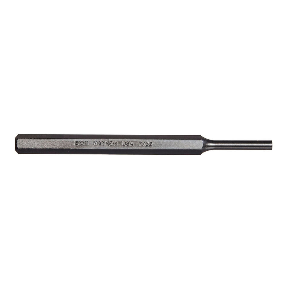 Mayhew Tools 21011 SAE Pin Punch, 7/32 x 1.25" Pin, 5-1/2" OAL x 3/8" Body, Black Oxide Finish - AAA Industrial Supply