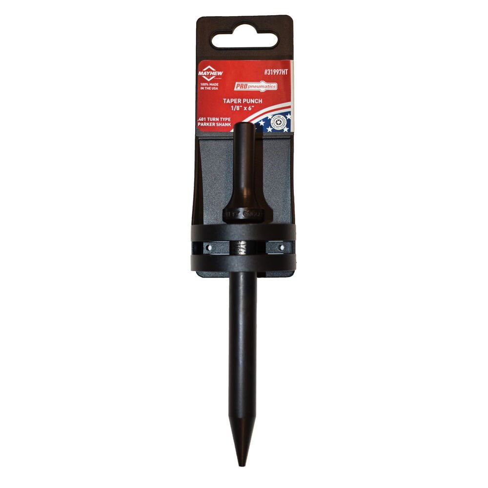 Mayhew Tools 31997HT Hang Tag Pneumatic Taper Punch, Black Oxide Finish, 1/8" x 6" - AAA Industrial Supply
