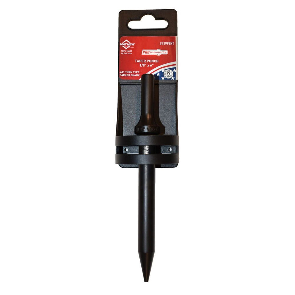 Mayhew Tools 31997HT Hang Tag Pneumatic Taper Punch, Black Oxide Finish, 1/8" x 6" - AAA Industrial Supply