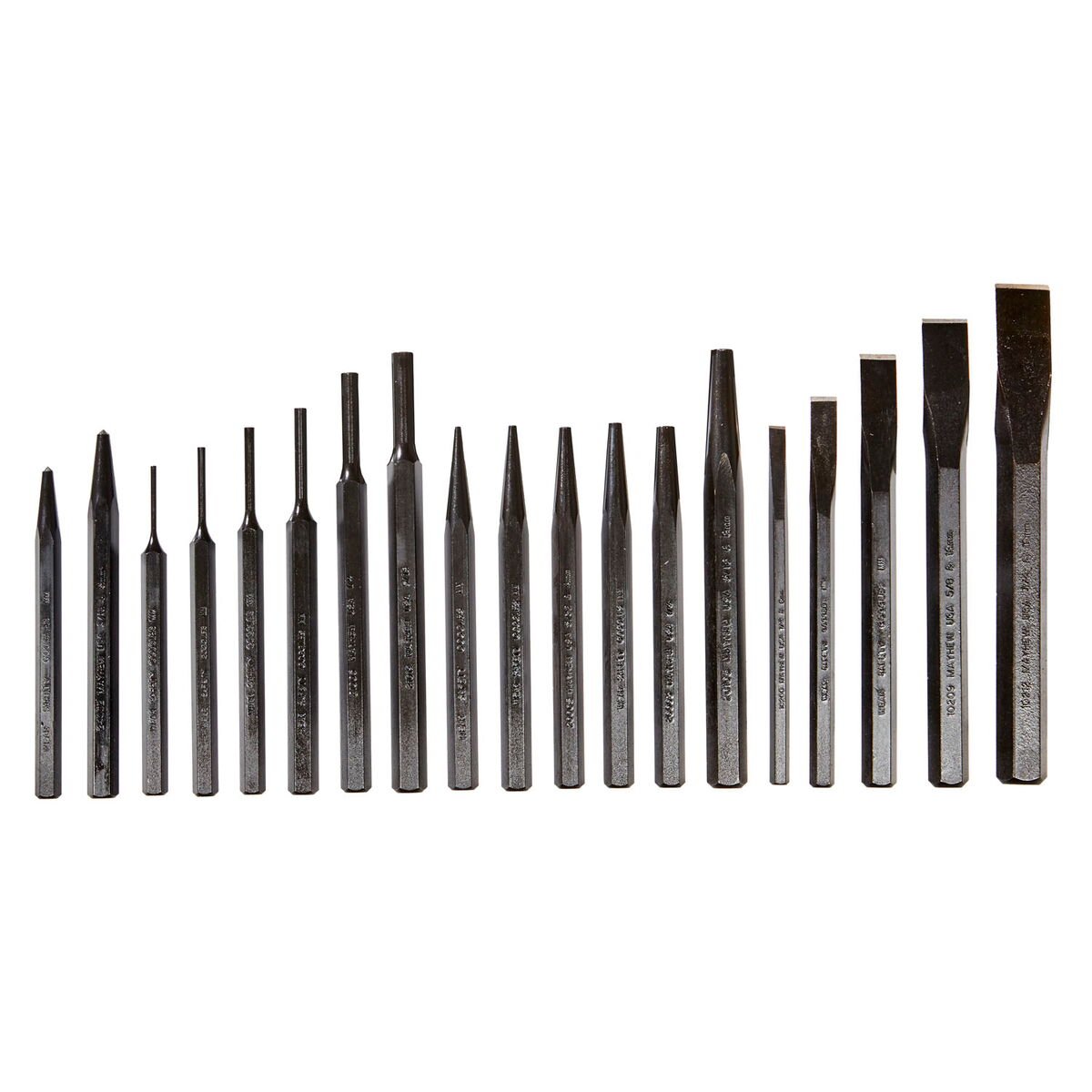 Mayhew Tools 61019 Punch and Chisel Set, 19-Piece, Black Oxide Finish - AAA Industrial Supply
