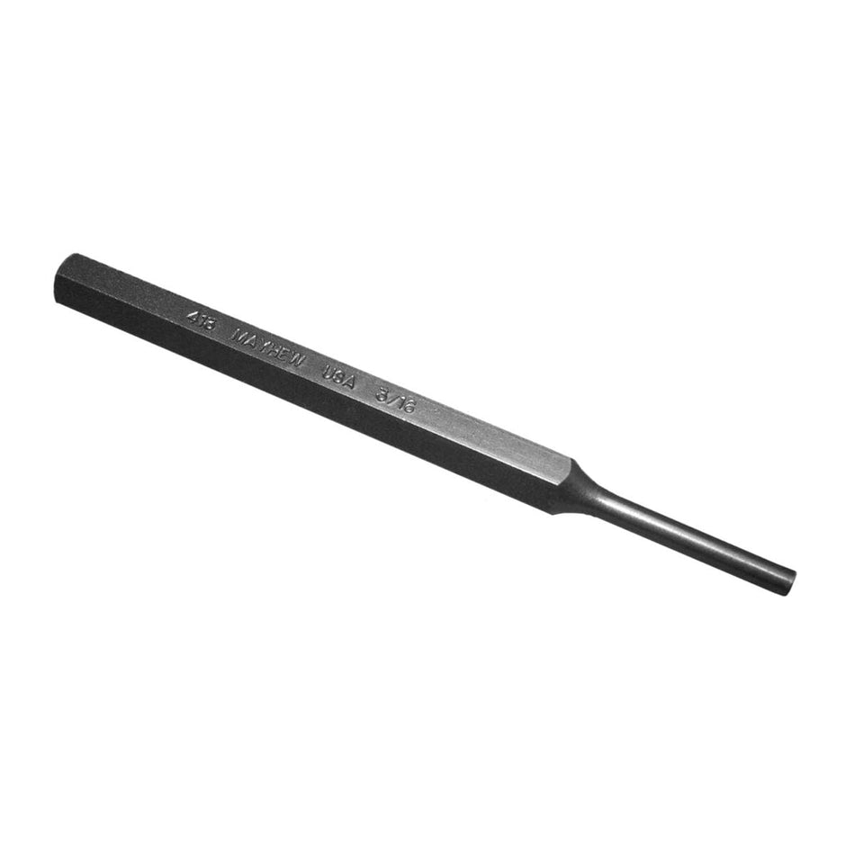Mayhew Tools 71004 SAE Pin Punch, 3/16 x 1.25" Pin, 5-1/4" OAL x 3/8" Body, Shot Blast Finish - AAA Industrial Supply