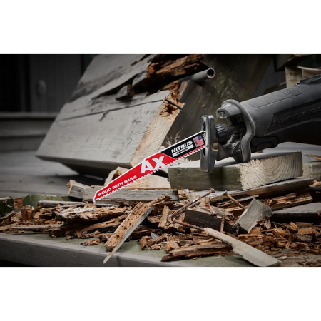 Milwaukee Tool 9" 5 TPI AX™ w/NITRUS™ Carbide Teeth SAWZALL® Blade for Wood with Nails 5-PK - AAA Industrial Supply