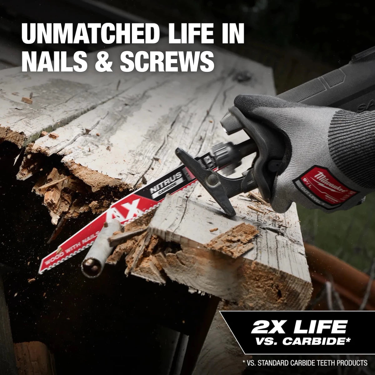 Milwaukee Tool 9" 5 TPI AX™ w/NITRUS™ Carbide Teeth SAWZALL® Blade for Wood with Nails 5-PK - AAA Industrial Supply
