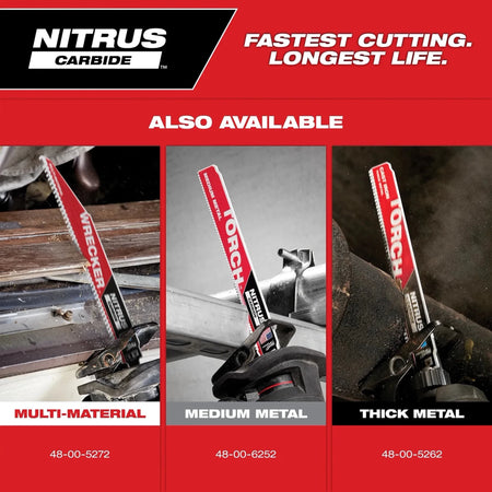 Milwaukee Tool 9" 5 TPI AX™ w/NITRUS™ Carbide Teeth SAWZALL® Blade for Wood with Nails 5-PK - AAA Industrial Supply