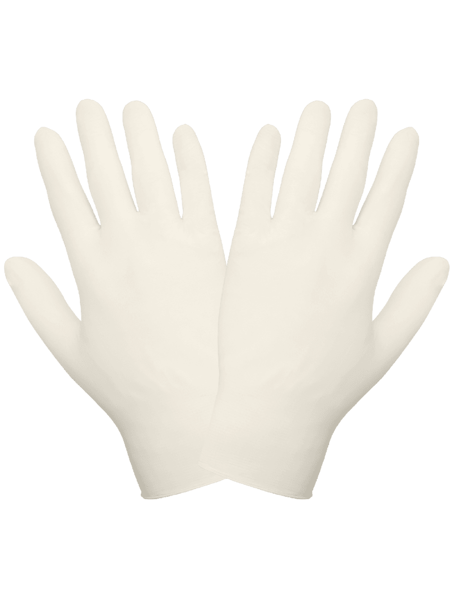 Natural Rubber Latex, Powder - Free, Industrial - Grade, Natural Color, 5 - Mil, Textured Fingertips, 9.5 - Inch Disposable Gloves - 305PF - AAA Industrial Supply