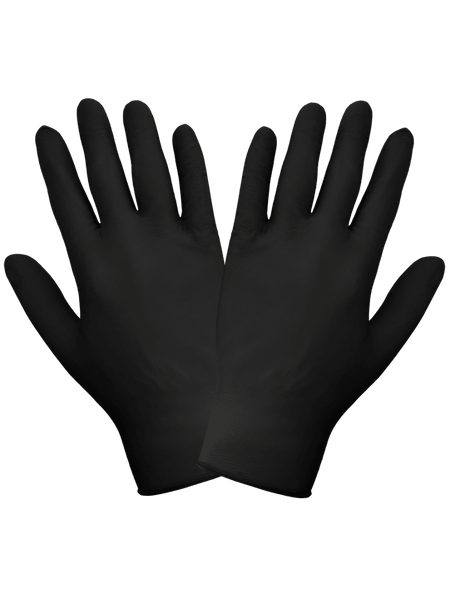 Nitrile, Powder - Free, Industrial - Grade, Black, 5 - Mil, Textured Fingertips, 9.5 - Inch Disposable Gloves - 705BPF - AAA Industrial Supply