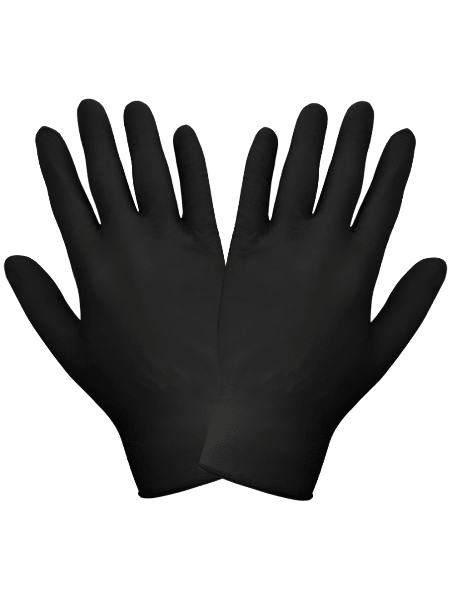 Nitrile, Powder - Free, Industrial - Grade, Black, 5 - Mil, Textured Fingertips, 9.5 - Inch Disposable Gloves - 705BPF - AAA Industrial Supply