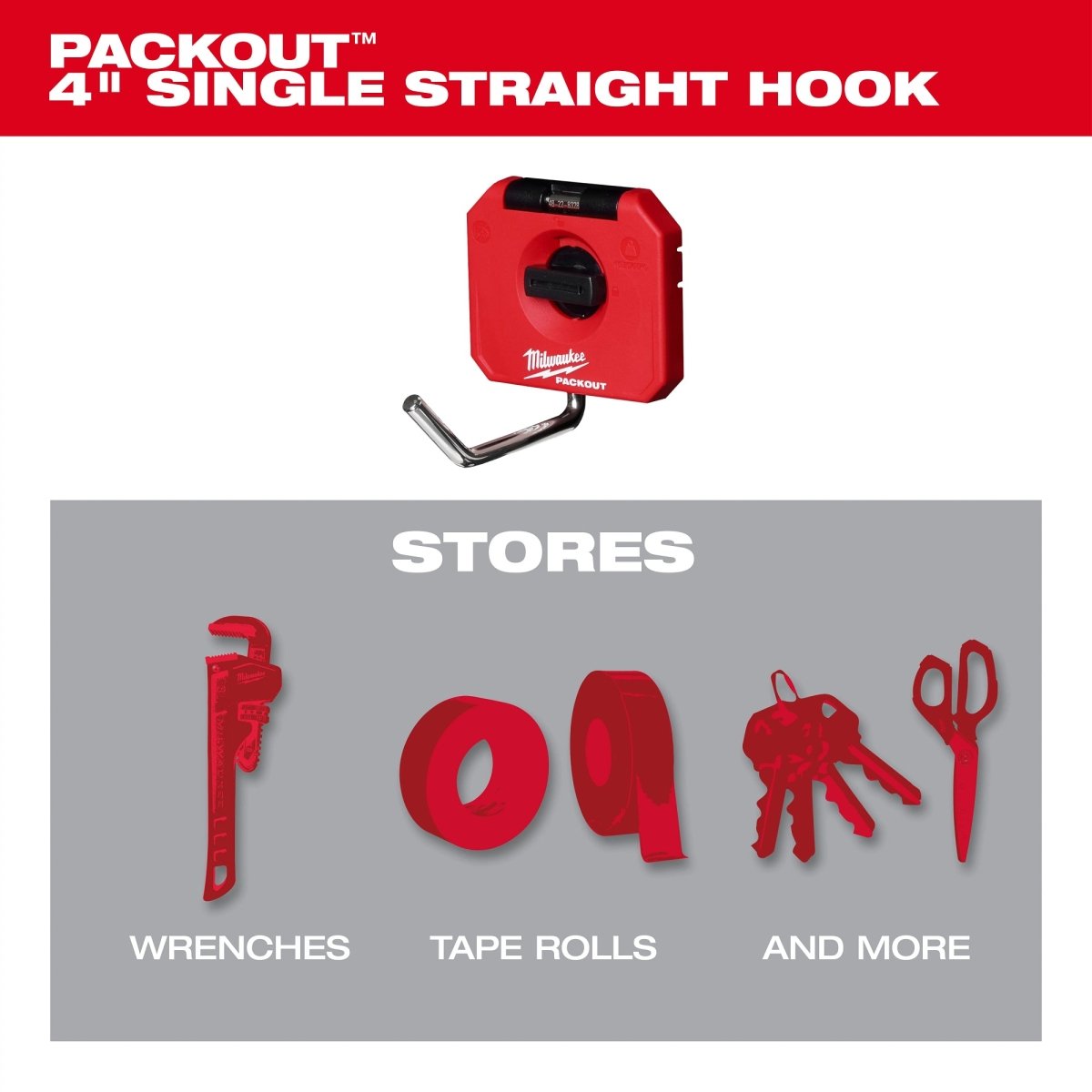 PACKOUT™ 4" Single Straight Hook - AAA Industrial Supply