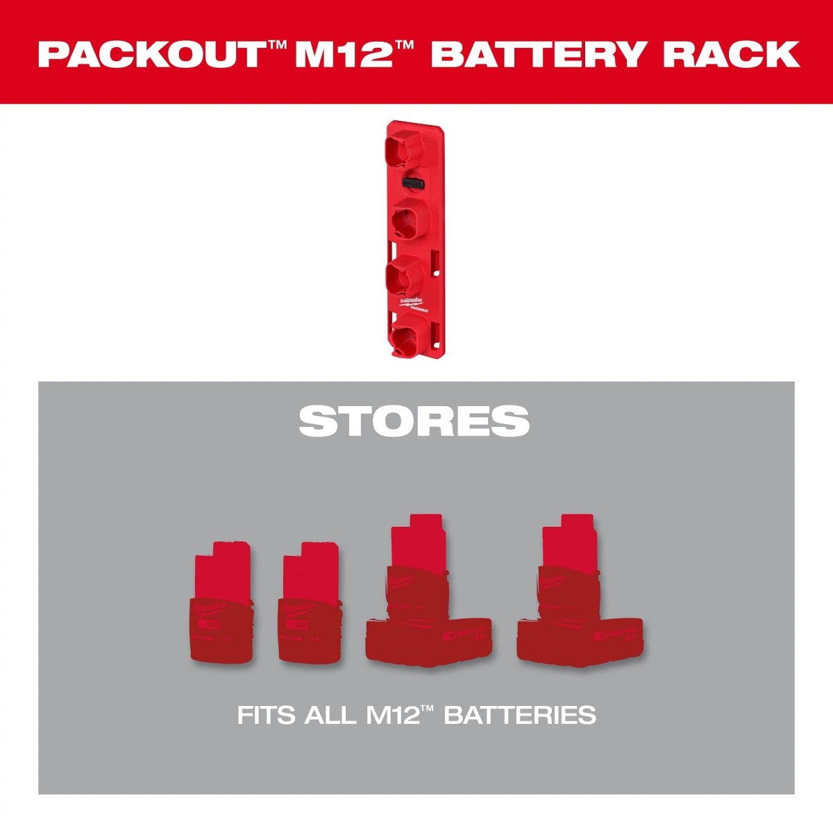 PACKOUT™ M12™ Battery Rack - AAA Industrial Supply