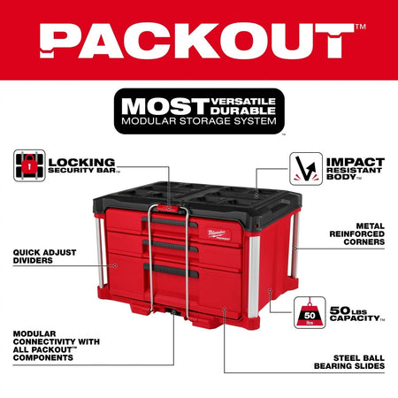 PACKOUT™ Multi - Depth 3 - Drawer Tool Box - AAA Industrial Supply