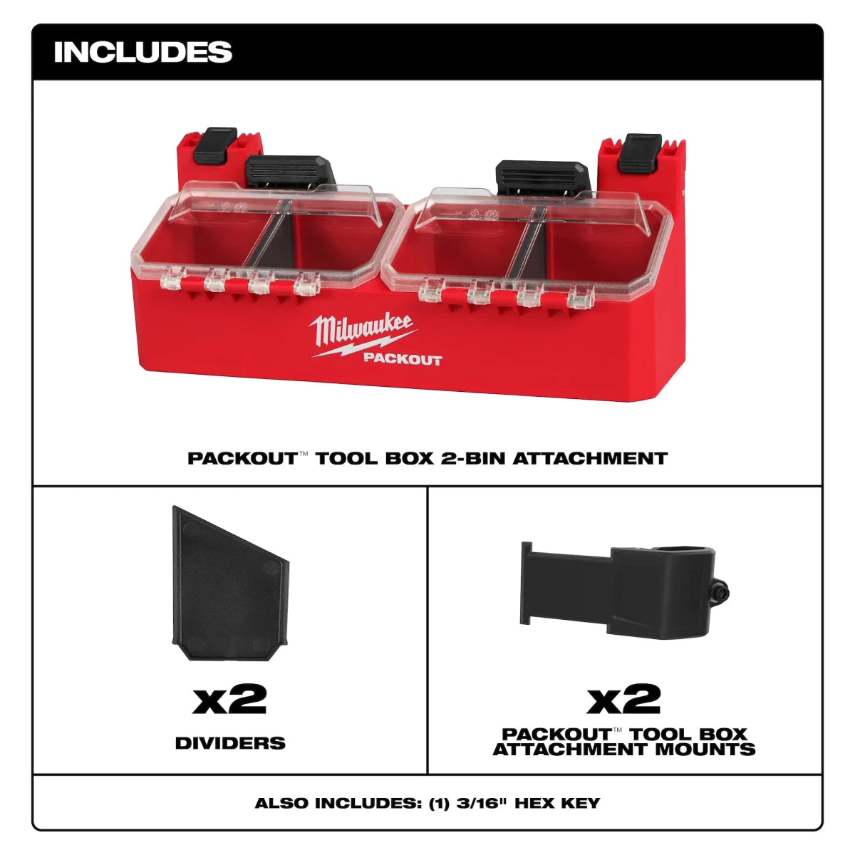 PACKOUT™ Tool Box 2-Bin Attachment - AAA Industrial Supply