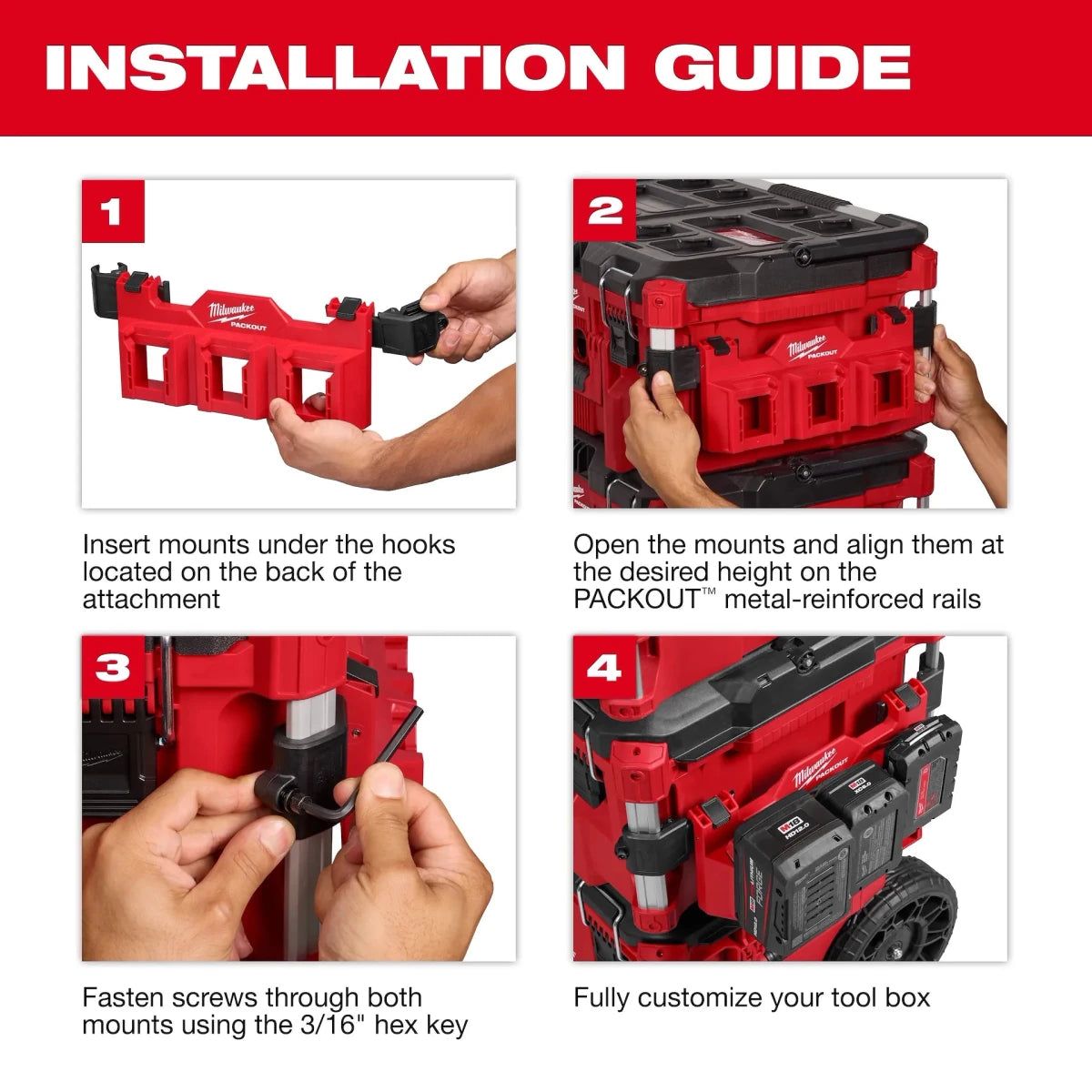 PACKOUT™ Tool Box M12™ Battery Rack Attachment - AAA Industrial Supply