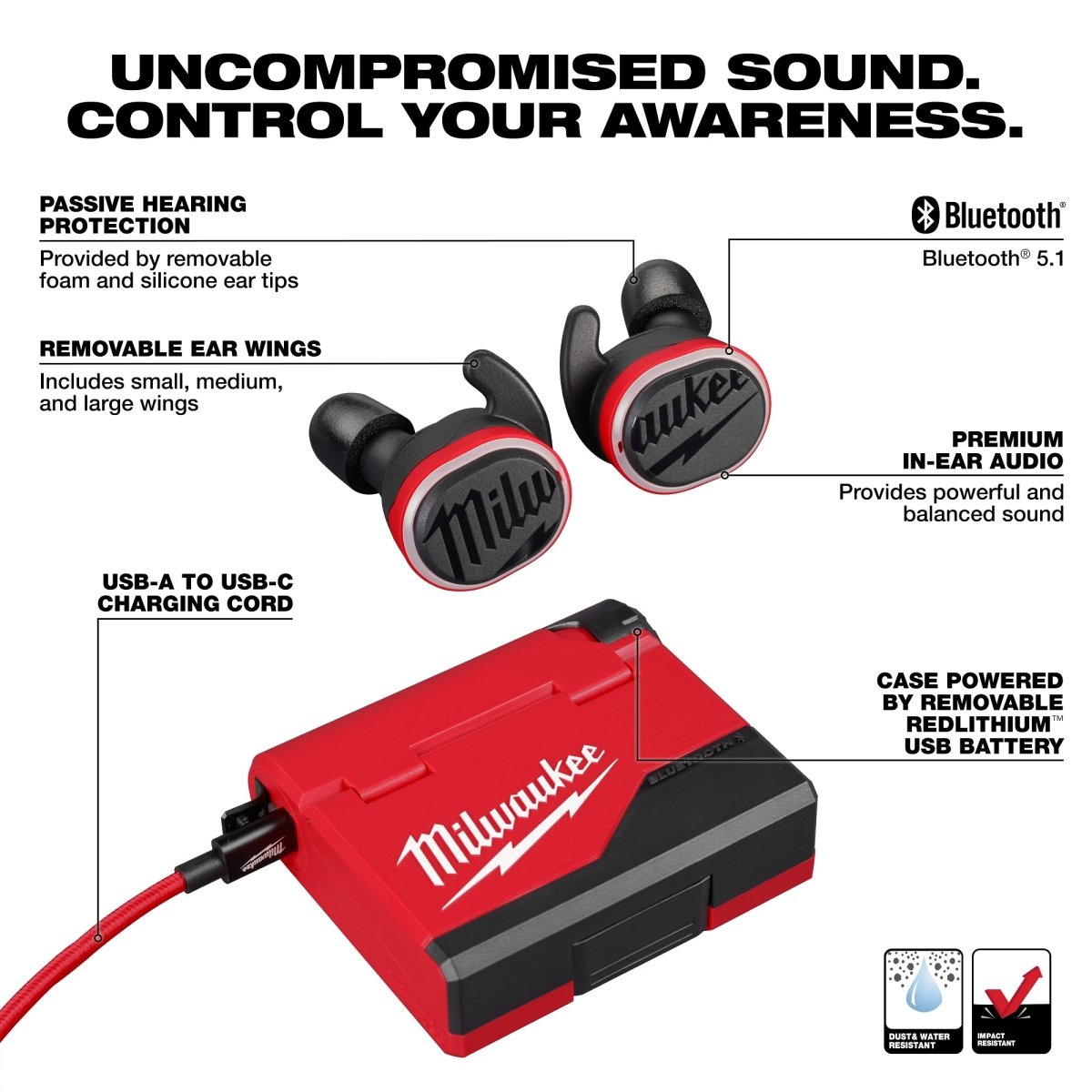 REDLITHIUM™ USB Bluetooth® Jobsite Ear Buds - AAA Industrial Supply