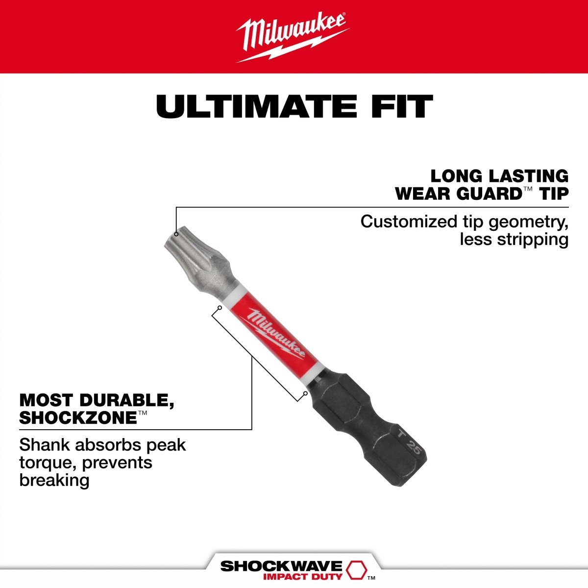 SHOCKWAVE™ Impact Duty 1" Insert Bits for HeadLOK™ Wood Screws (2 PK) - AAA Industrial Supply