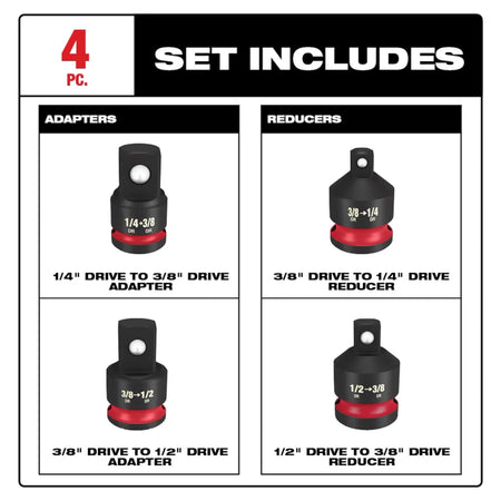 SHOCKWAVE™ Impact Duty 1/4"-1/2"Drive Adapter Set - AAA Industrial Supply