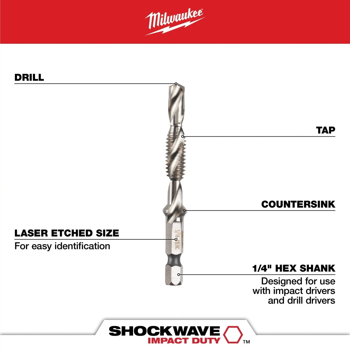 SHOCKWAVE™ Impact Duty 1/4 - 20 UNC Drill and Tap Bit - AAA Industrial Supply