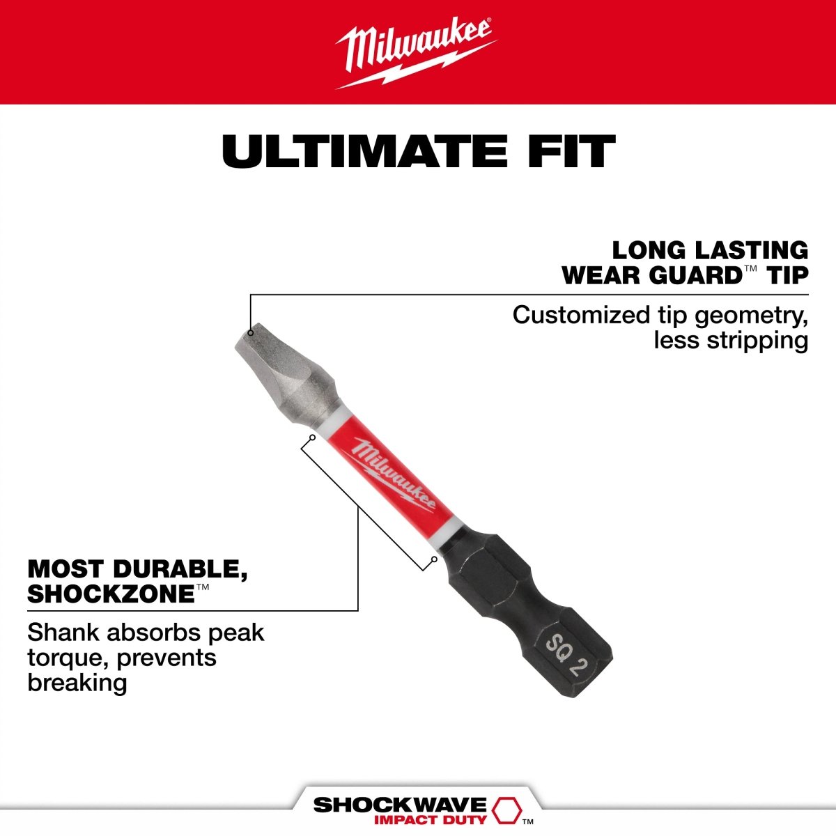 SHOCKWAVE™ Impact Duty 2" Square Recess 2 Power Bit - AAA Industrial Supply