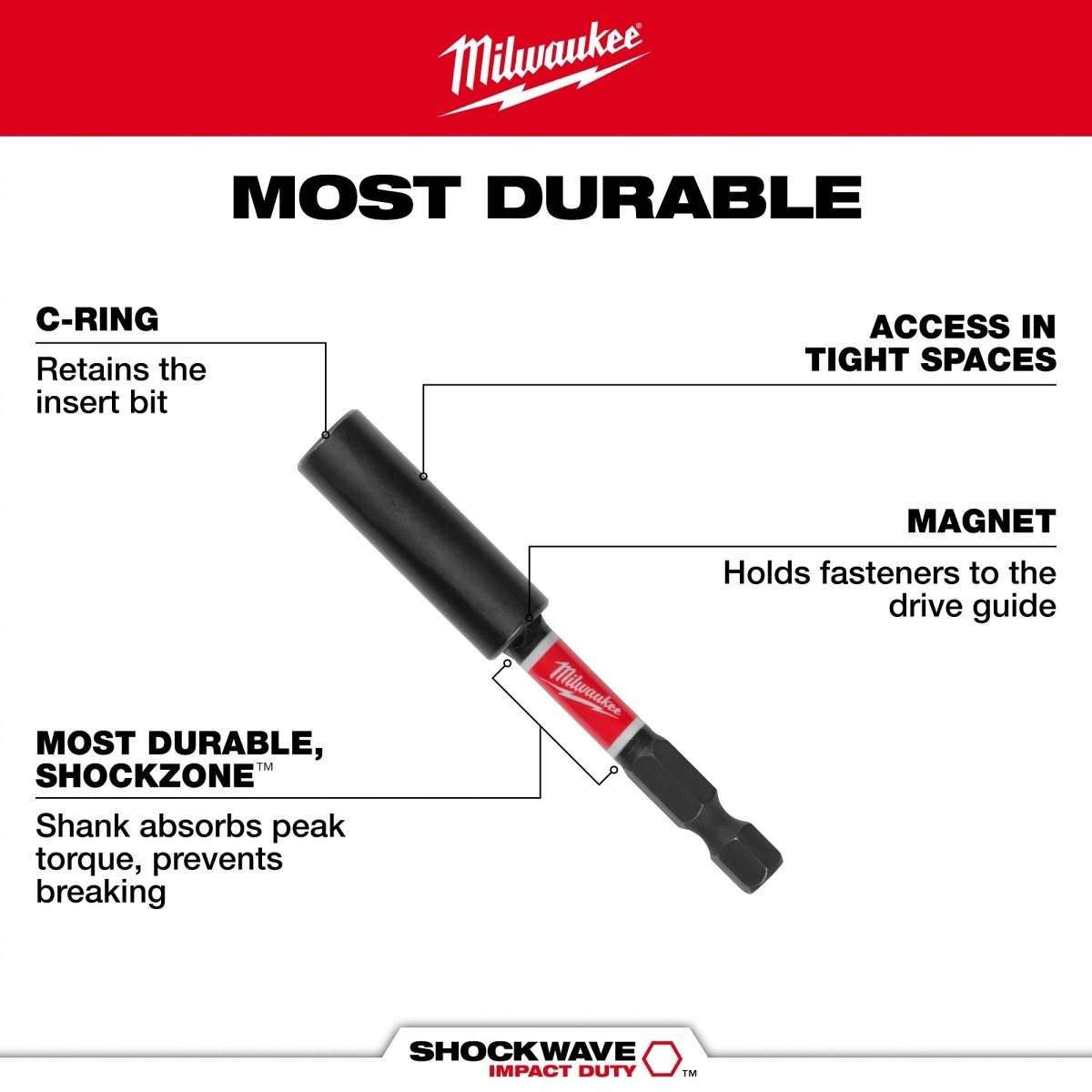 SHOCKWAVE™ Impact Duty Magnetic Bit Holder - AAA Industrial Supply