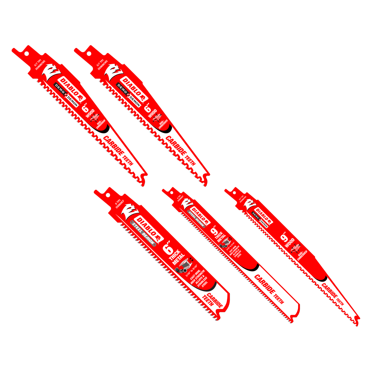 Steel Demon™/Demo Demon™ Reciprocating Saw Blade Set (5 - pc) - AAA Industrial Supply