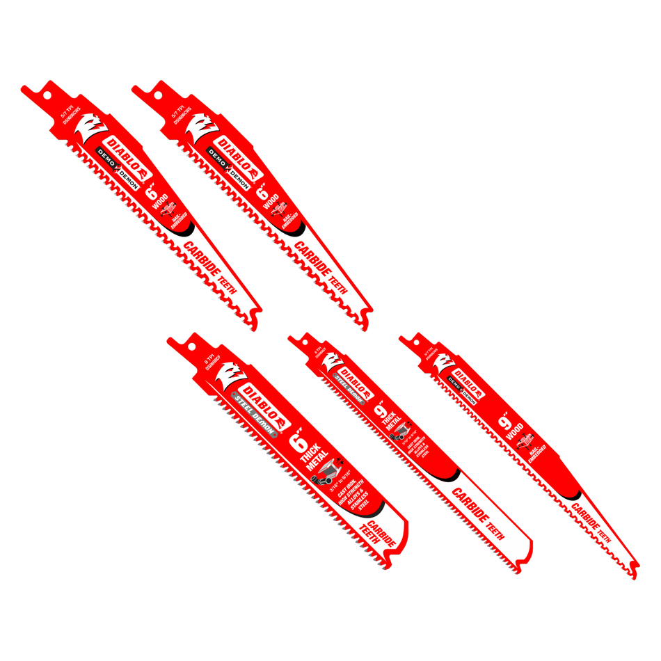 Steel Demon™/Demo Demon™ Reciprocating Saw Blade Set (5 - pc) - AAA Industrial Supply