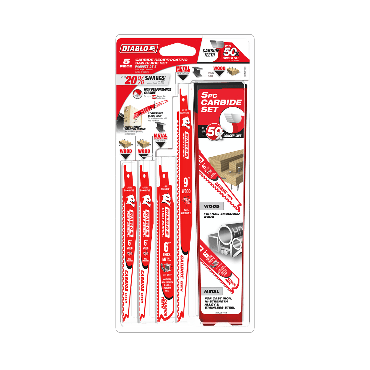 Steel Demon™/Demo Demon™ Reciprocating Saw Blade Set (5 - pc) - AAA Industrial Supply