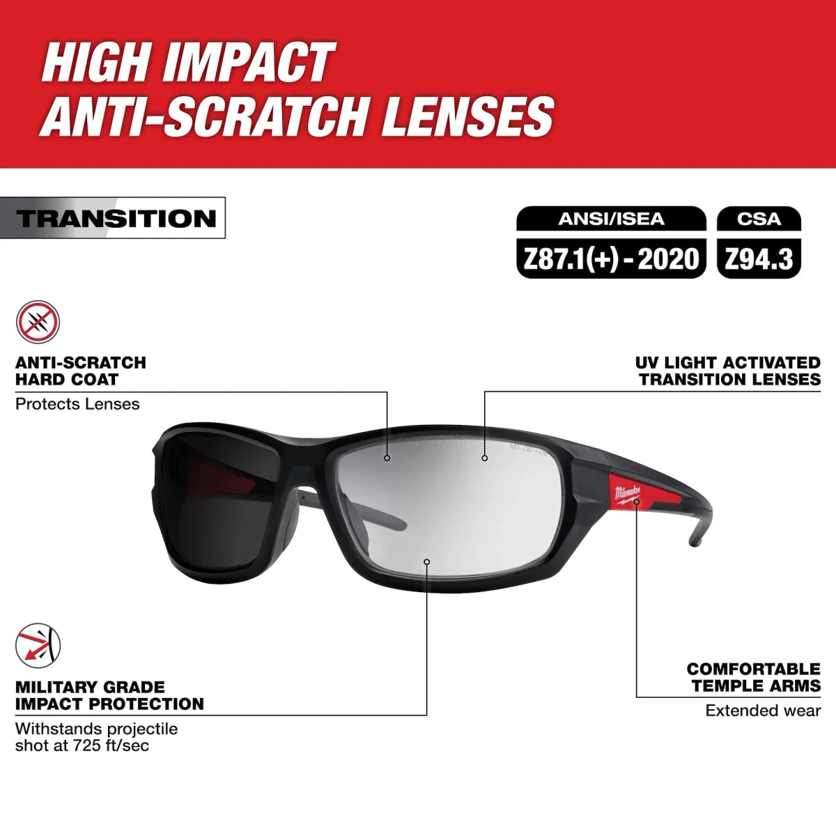 Transition Performance Safety Glasses - Anti-Scratch Lenses - AAA Industrial Supply