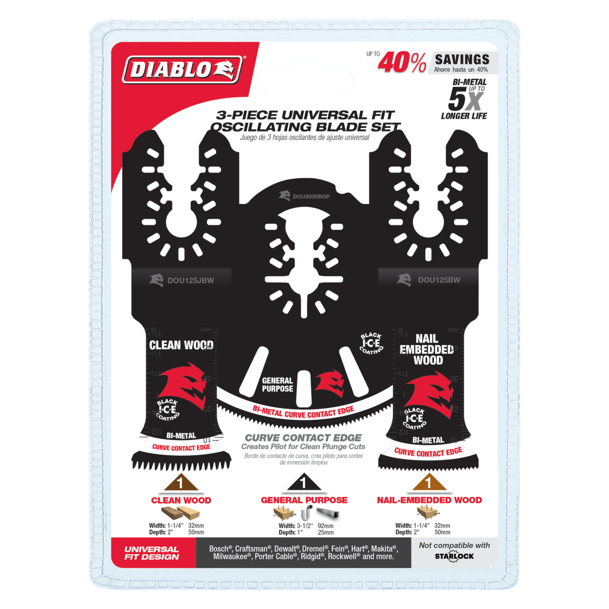 Universal Fit Bi - Metal Oscillating Blade Set (3 - pc) - AAA Industrial Supply