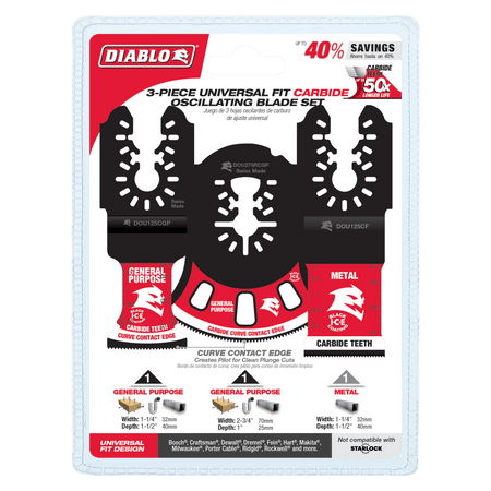 Universal Fit Carbide Oscillating Blade Set (3 - pc) - AAA Industrial Supply