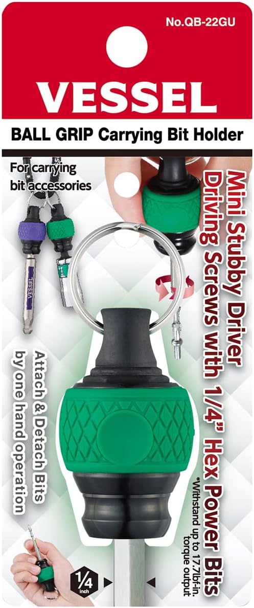 VESSEL BALL GRIP Carrying Bit Holder (Green) No.QB-22GU QB22GU - AAA Industrial Supply