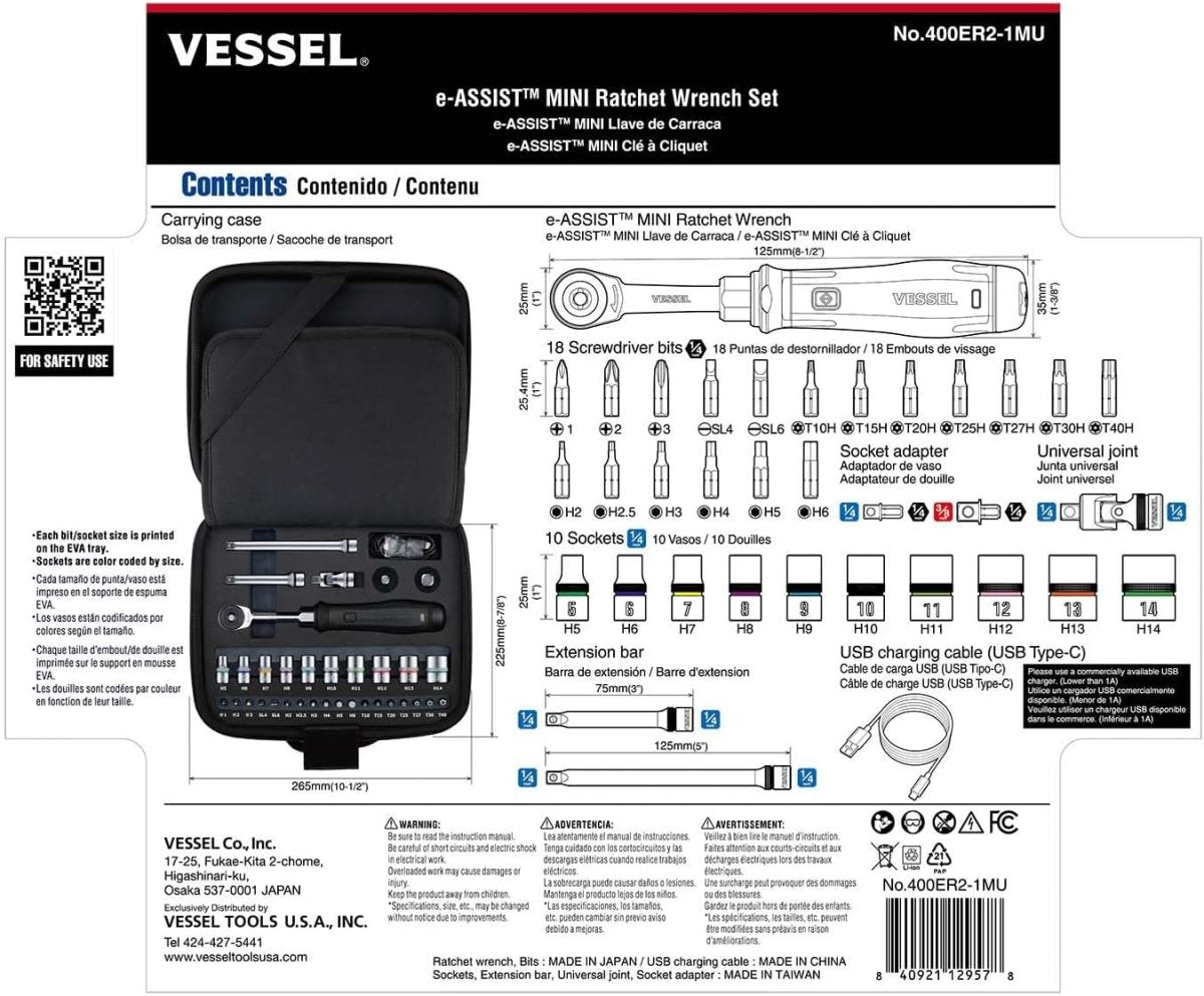 VESSEL e-ASSIST MINI Ratchet Wrench Set - AAA Industrial Supply