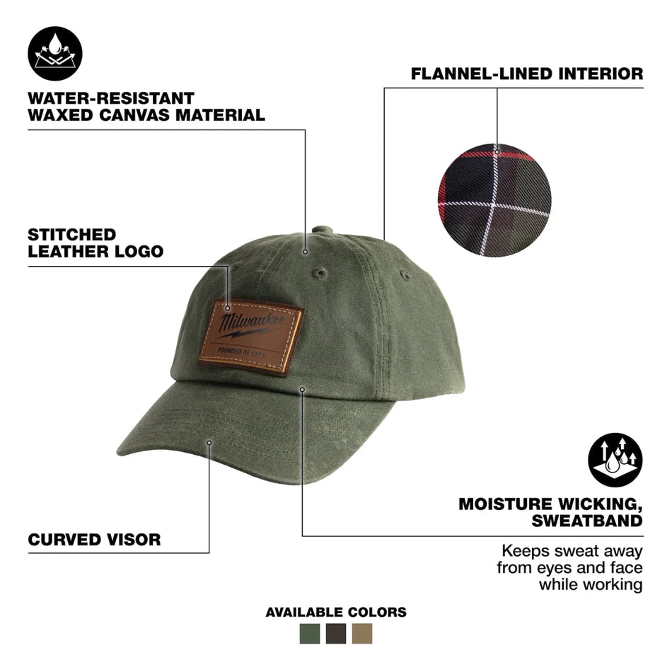 Waxed Canvas Adjustable Hat - Green - AAA Industrial Supply