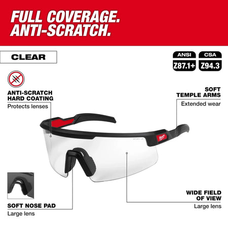 Wrap Around Safety Glasses - Clear Anti-Scratch Lenses - AAA Industrial Supply