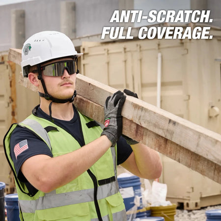 Wrap Around Safety Glasses - Mirrored Anti-Scratch Lenses - AAA Industrial Supply