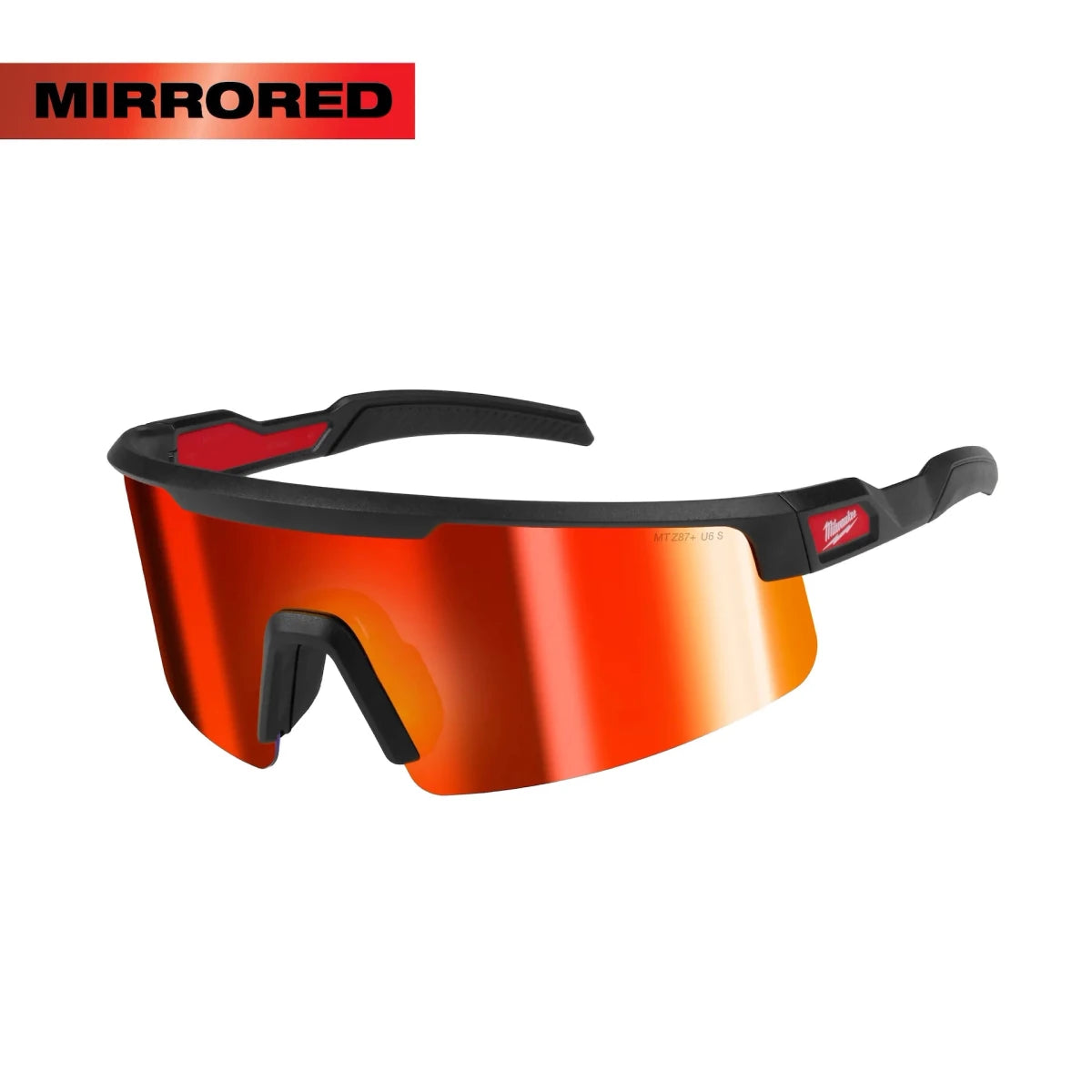 Wrap Around Safety Glasses - Red Mirrored Anti-Scratch Lenses - AAA Industrial Supply