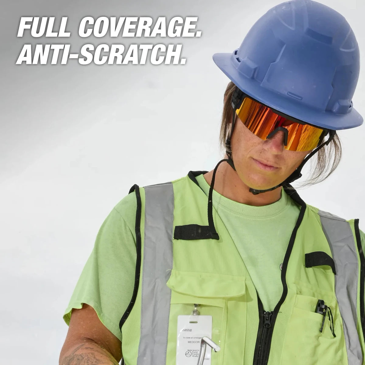 Wrap Around Safety Glasses - Red Mirrored Anti-Scratch Lenses - AAA Industrial Supply