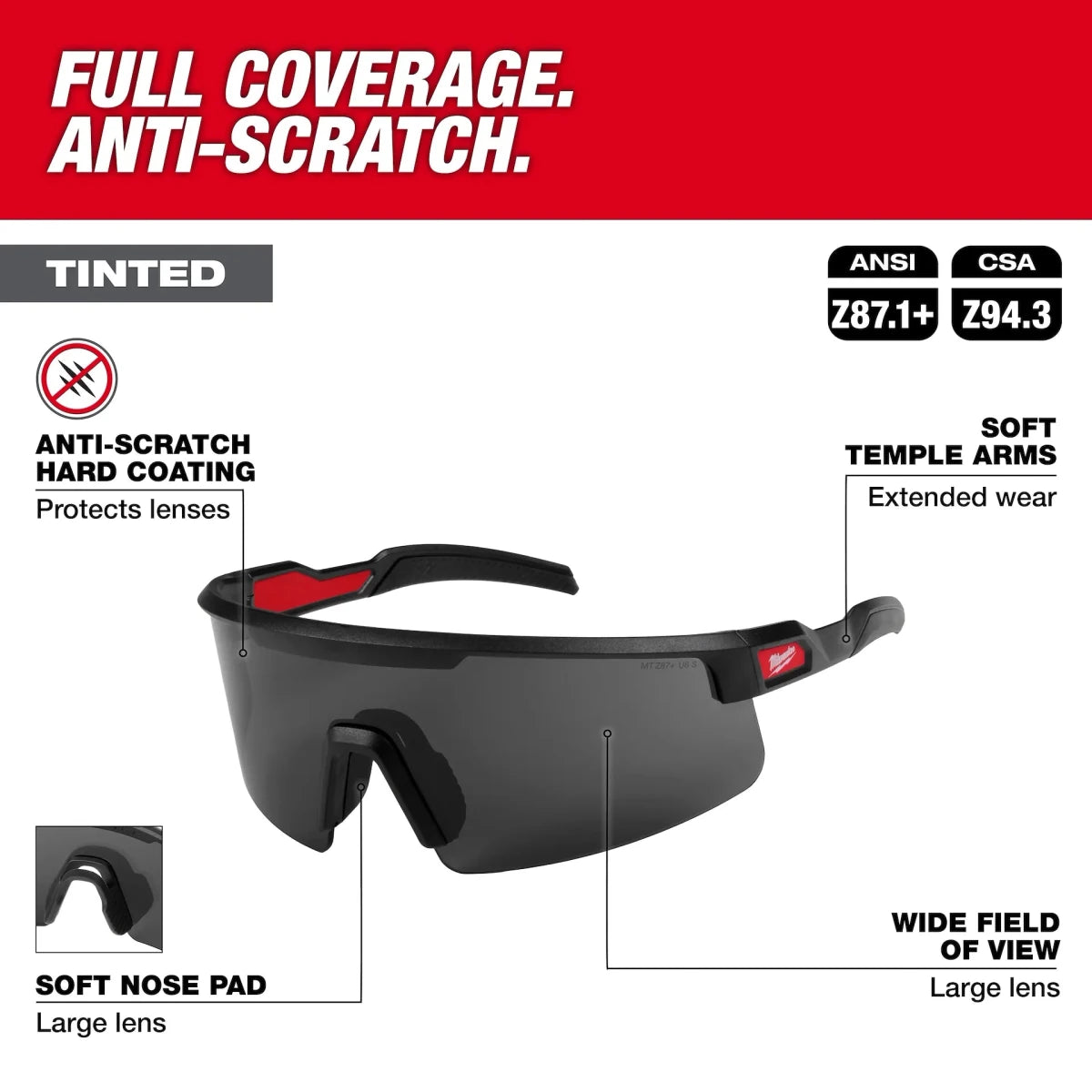 Wrap Around Safety Glasses - Tinted Anti-Scratch Lenses - AAA Industrial Supply